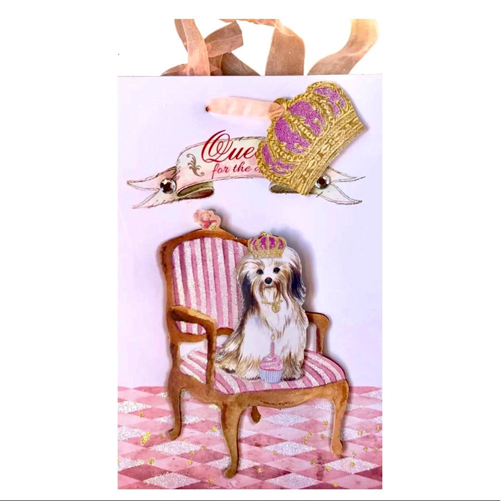 Punch Studio Small Maltese 3D Gift Bag w/Gift Tag